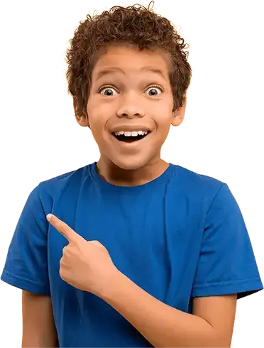 Young boy pointing.