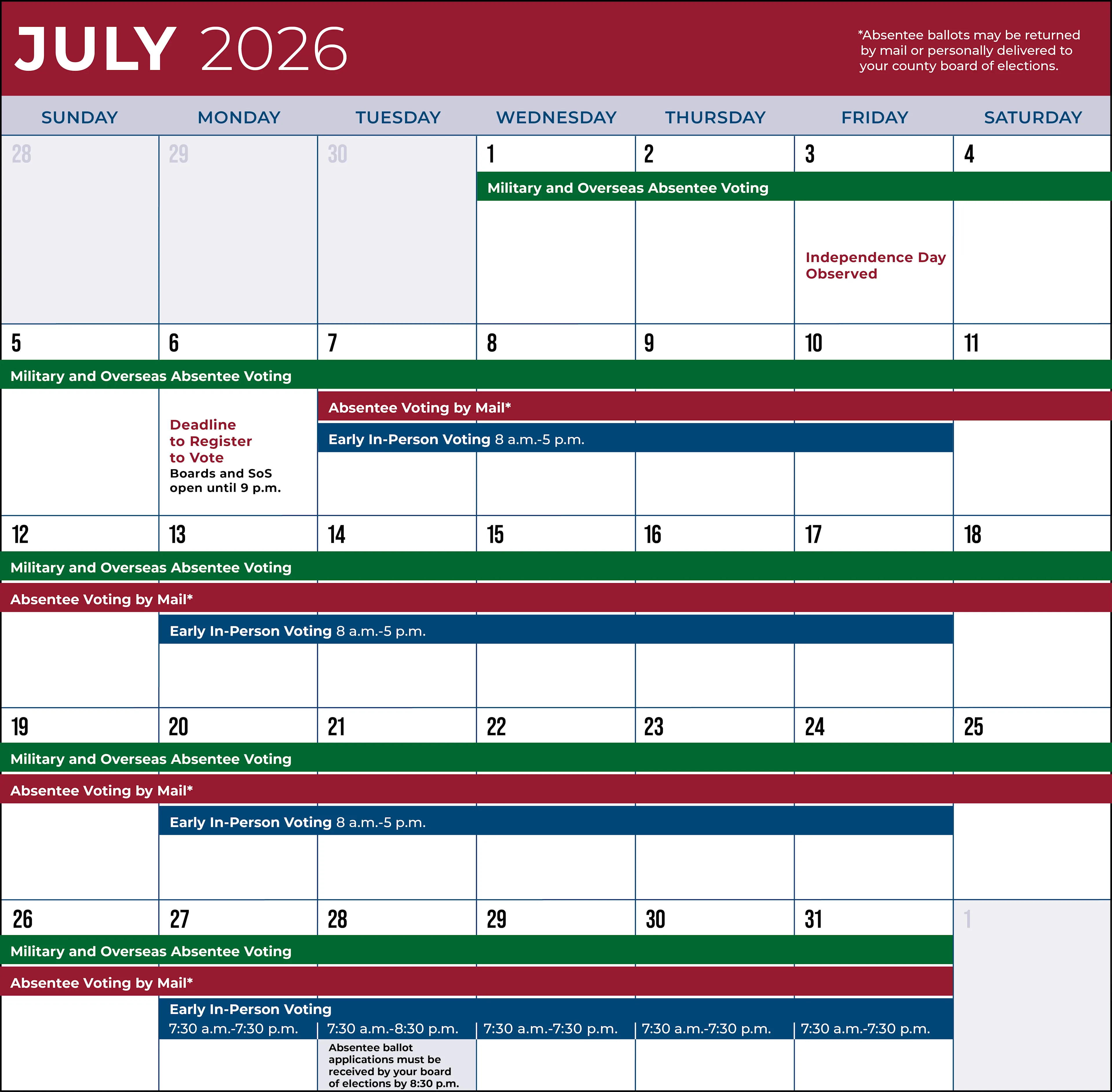 Voting Calendar | When Voting Occurs in Ohio
