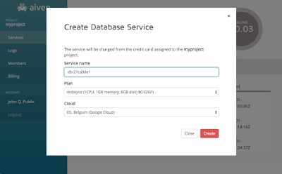 Creating a PostgreSQL database service