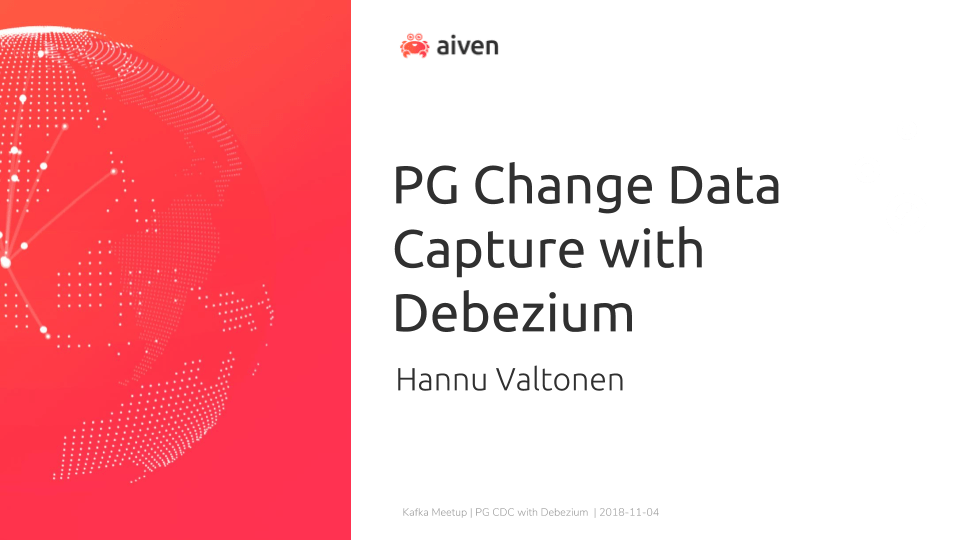 pg change data capture with debezium presentation title slide