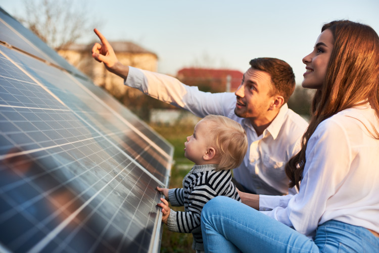 Solar Panels Happy Family