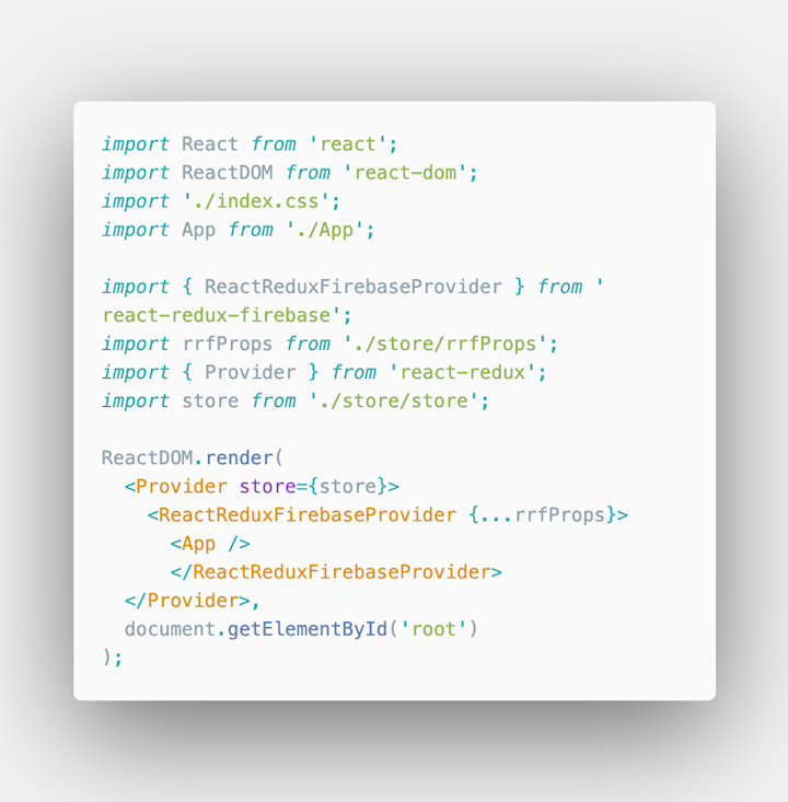 react-redux-firebase-img-3 Setting up index.js