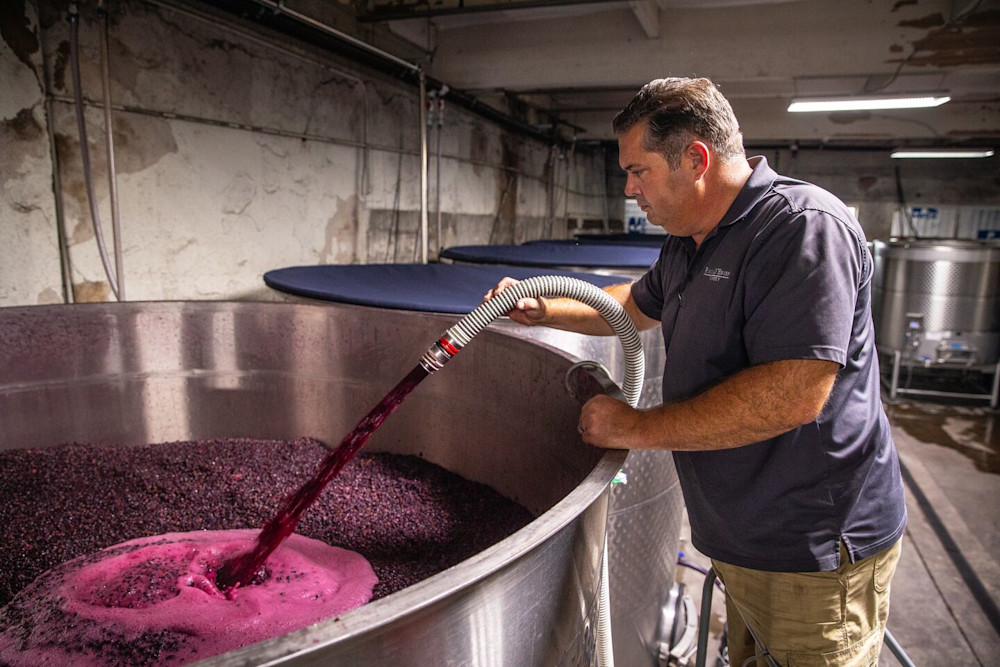 Pumping over – as demonstrated by US winemaker Scott Kelley