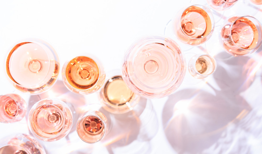 The many different shades of rosé wine.