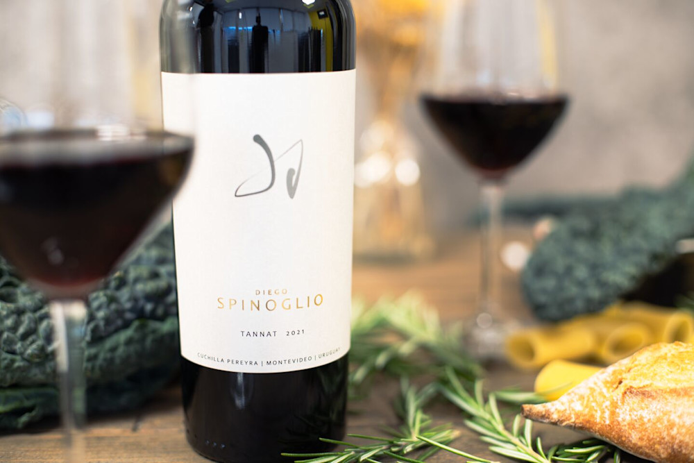 Diego's Tannat in all its dark, delicious glory – brooding berries, smoky spice, and smooth tannins. Best served with something sizzling and a second glass on standby.