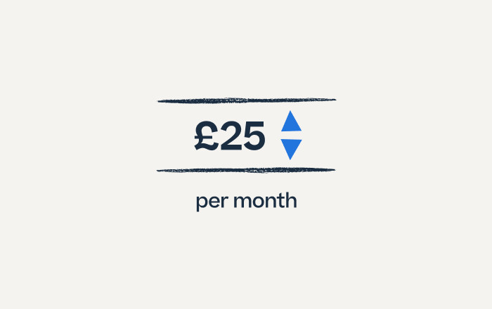 A graphic illustration of £25 as a monthly instalment