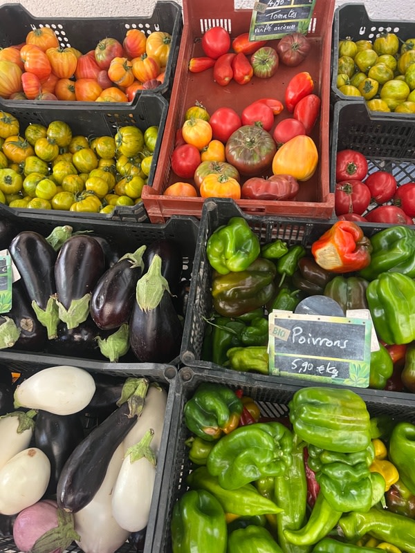 Fresh fruit and veg at Olonzac Tuesday market
