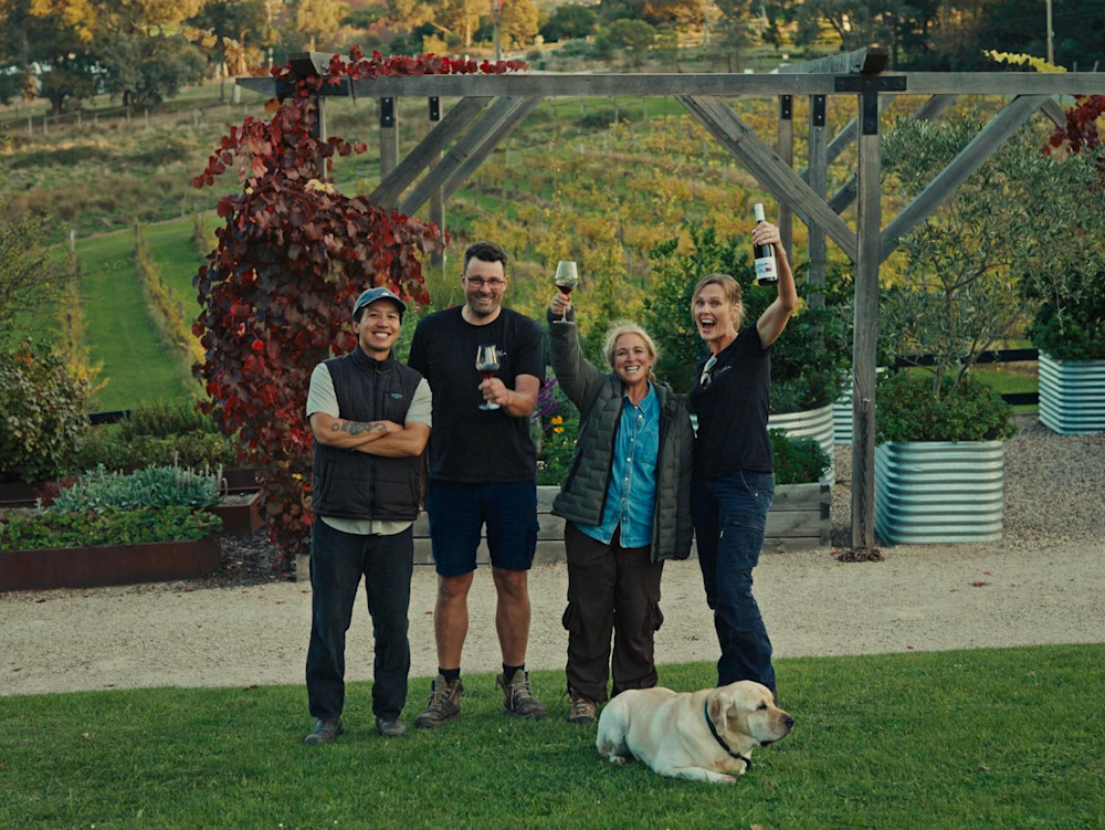 Photographer Pat, Adrian, Lulu and Rebecca at the Santolin's winery.