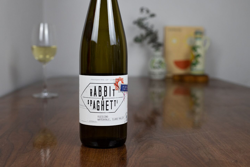 For a white wine with a crisp finish, try Adam Bartons's Rabbit & Spaghetti Clare Valley Riesling.