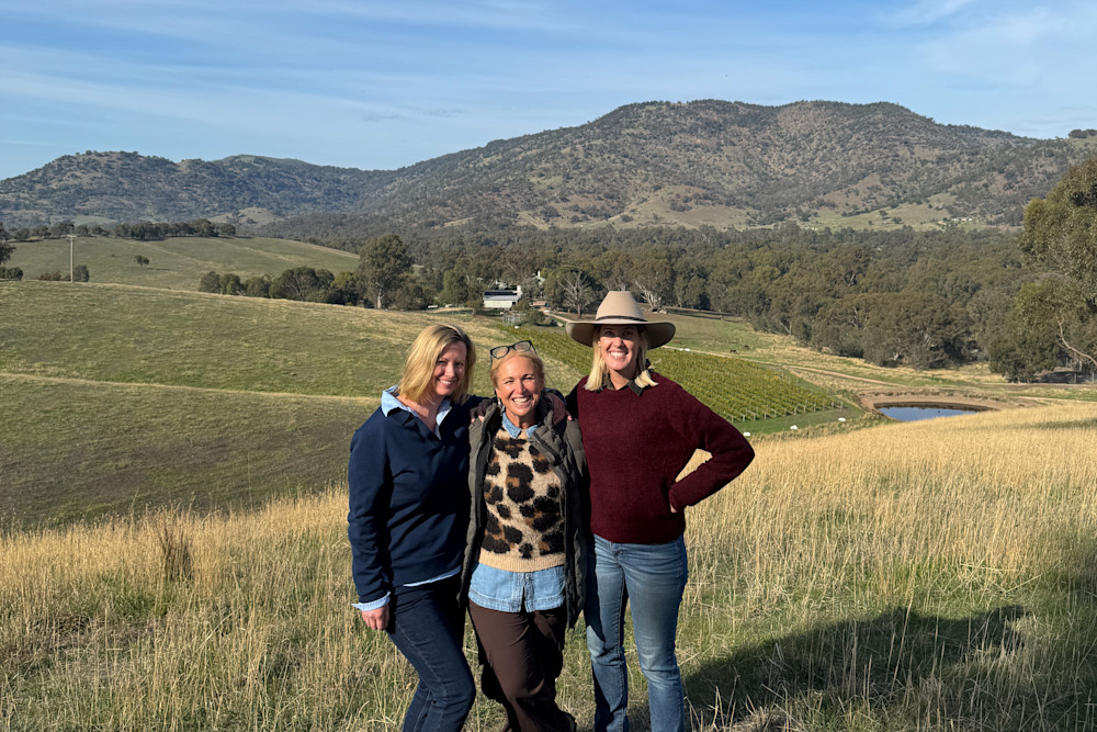 Nina Stocker, Lulu and Kate Day on Nina's farm.