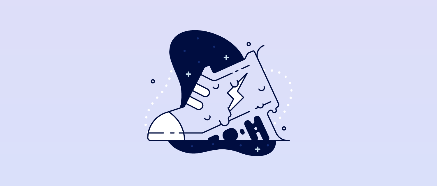 Illustration of a shoe stuck in sticky mud.