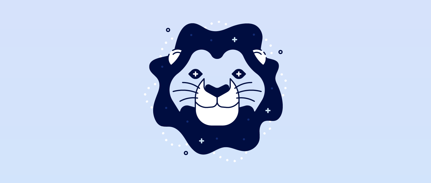 Illustration d'un lion souriant.