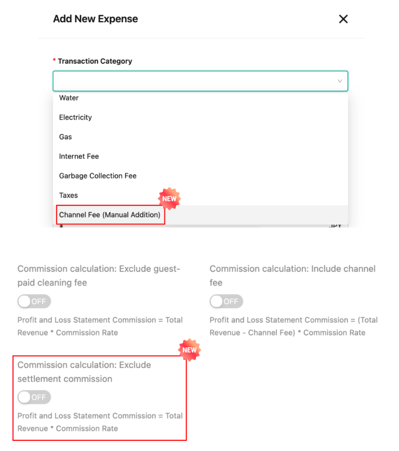 [Accounting] “OTA Commission” Category Added [Owner Contracts] Option to Exclude Payment Processing Fees from Commission