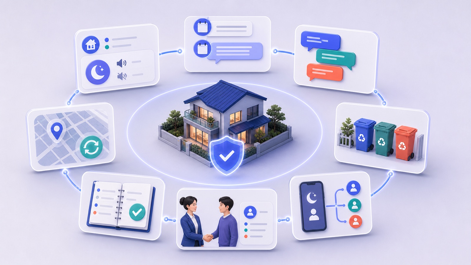 A prevention checklist covering house rules, multilingual messages, on-call contacts, neighborhood coordination, records, and local rules