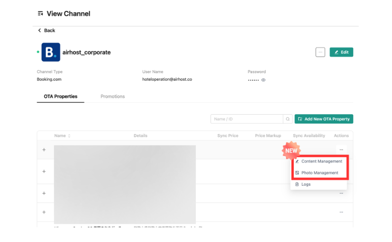 [Booking.com] “Content Management” Menu Added!