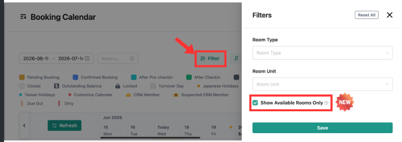 [Booking Calendar] Added "Available Rooms Only" Filter