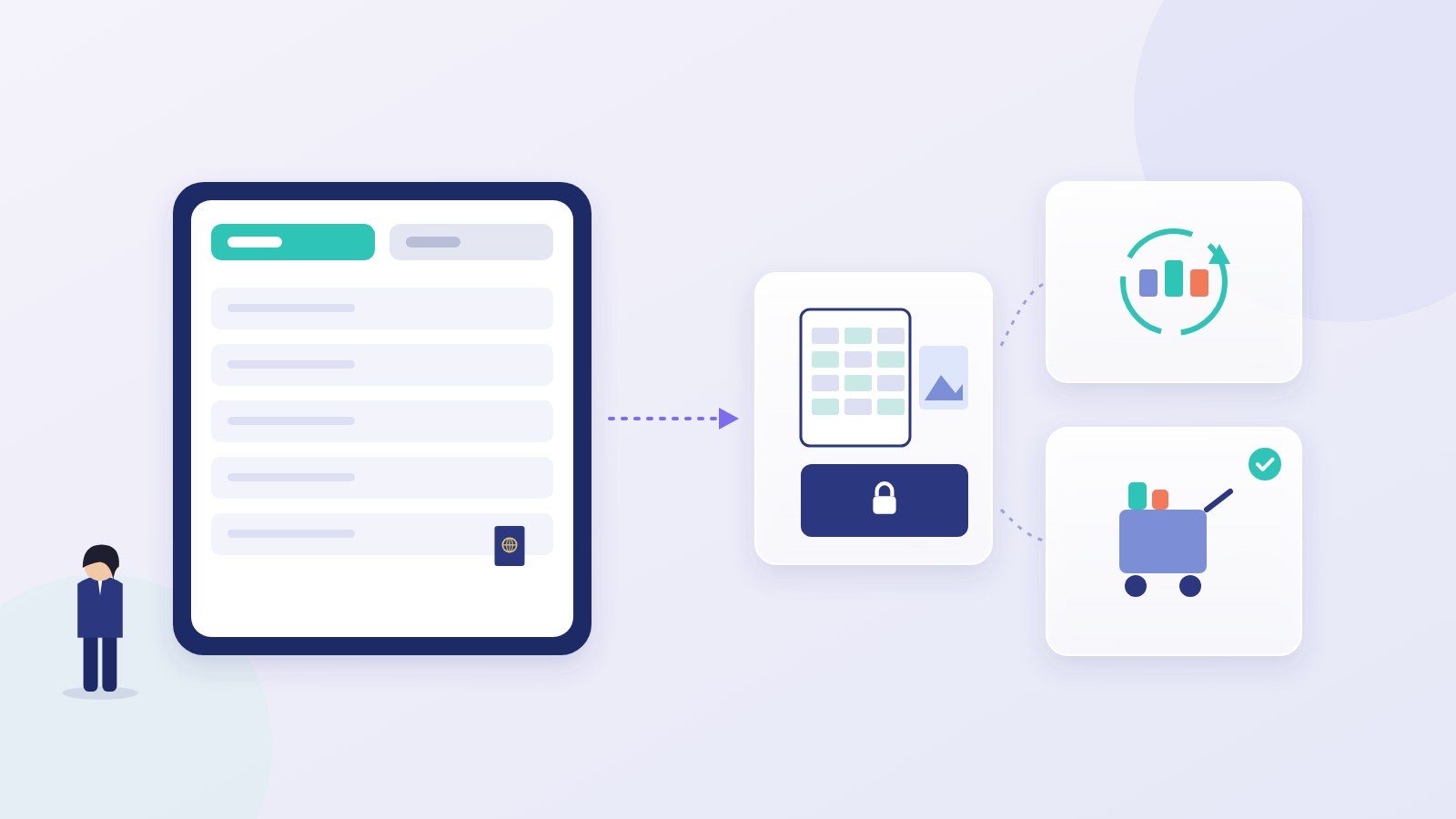 Guest information collected through per-property guest forms is exported and stored securely, alongside booking-site sync and cleaning coordination in one place
