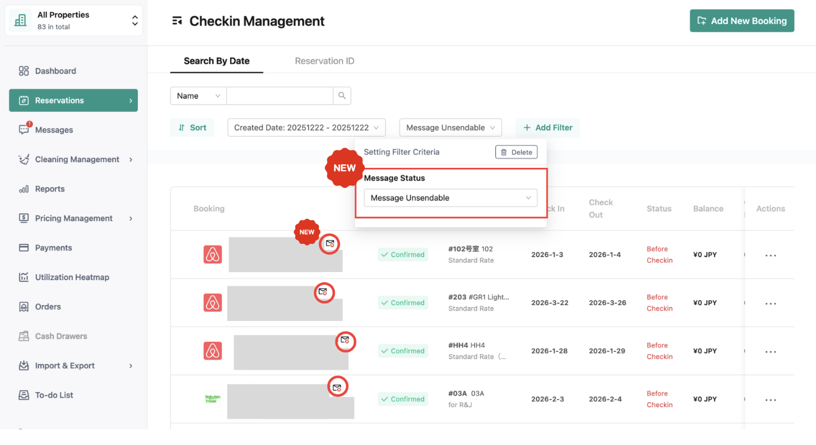 【Check-in Management】Prevent unsent message issues with new filter and icon!