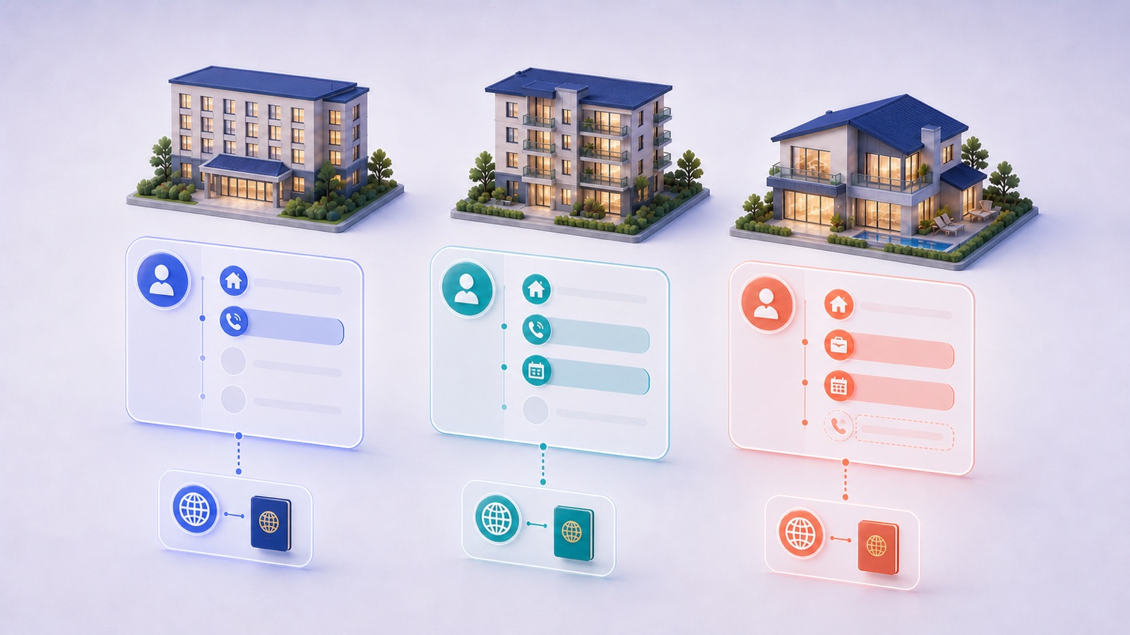 Comparison of different guest-register requirements for hotels, special-zone stays, and vacation rentals