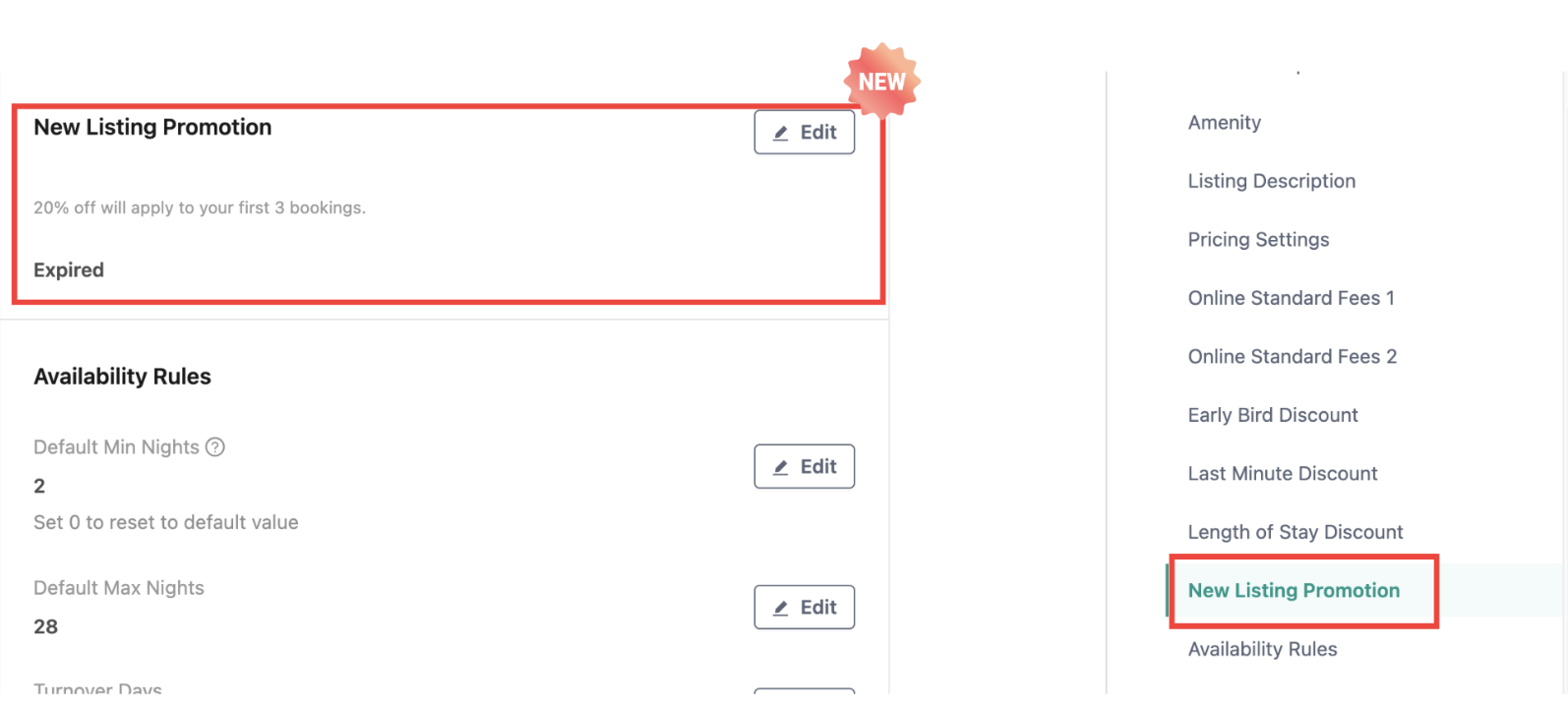 【Airbnb】Added “New Listing Promotion” Settings
