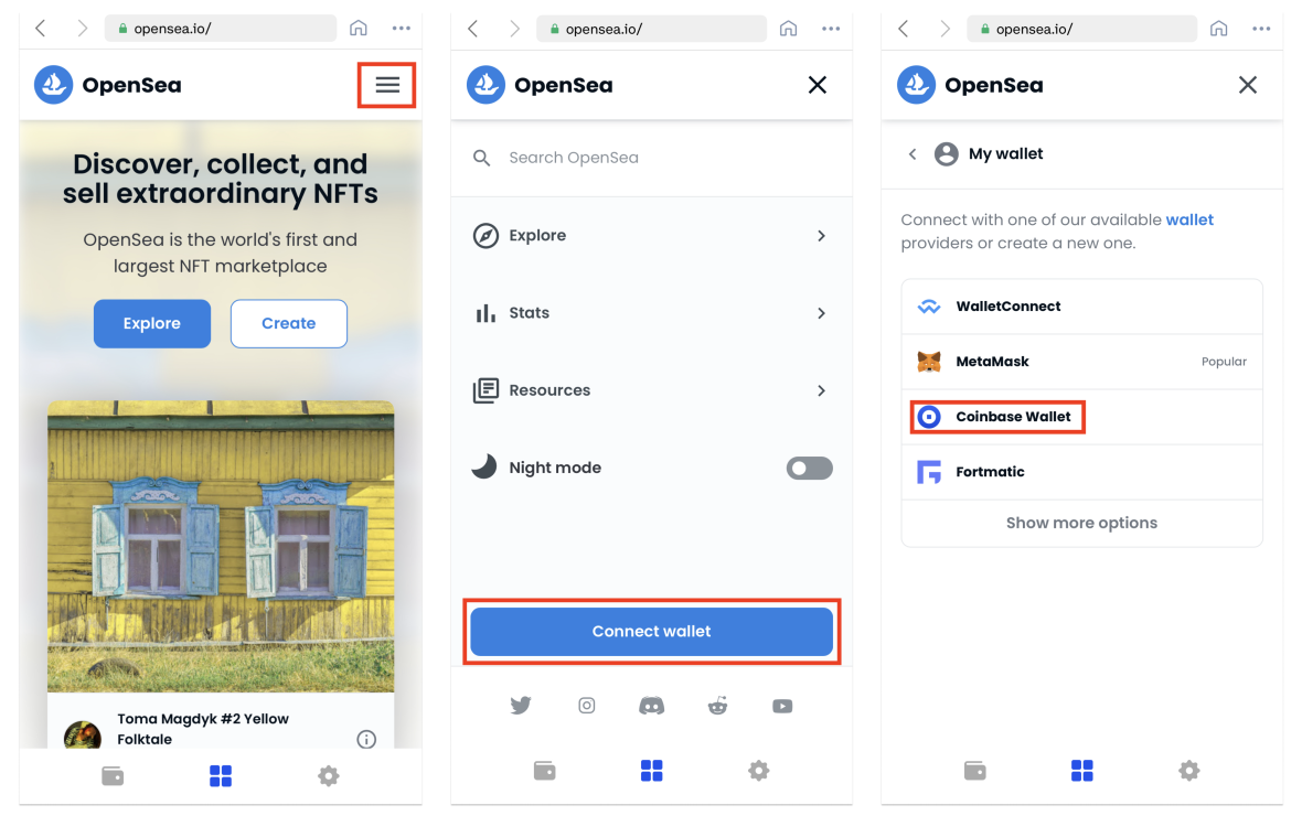 how to buy nft on opensea with coinbase wallet