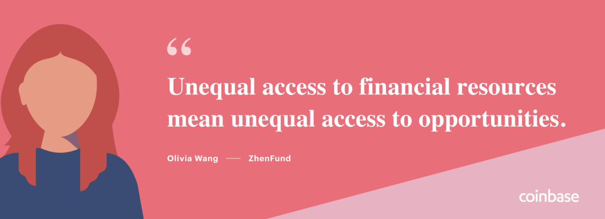 "Unequal access to financial resources mean unequal access to opportunities" - Olivia Yang – ZhenFund