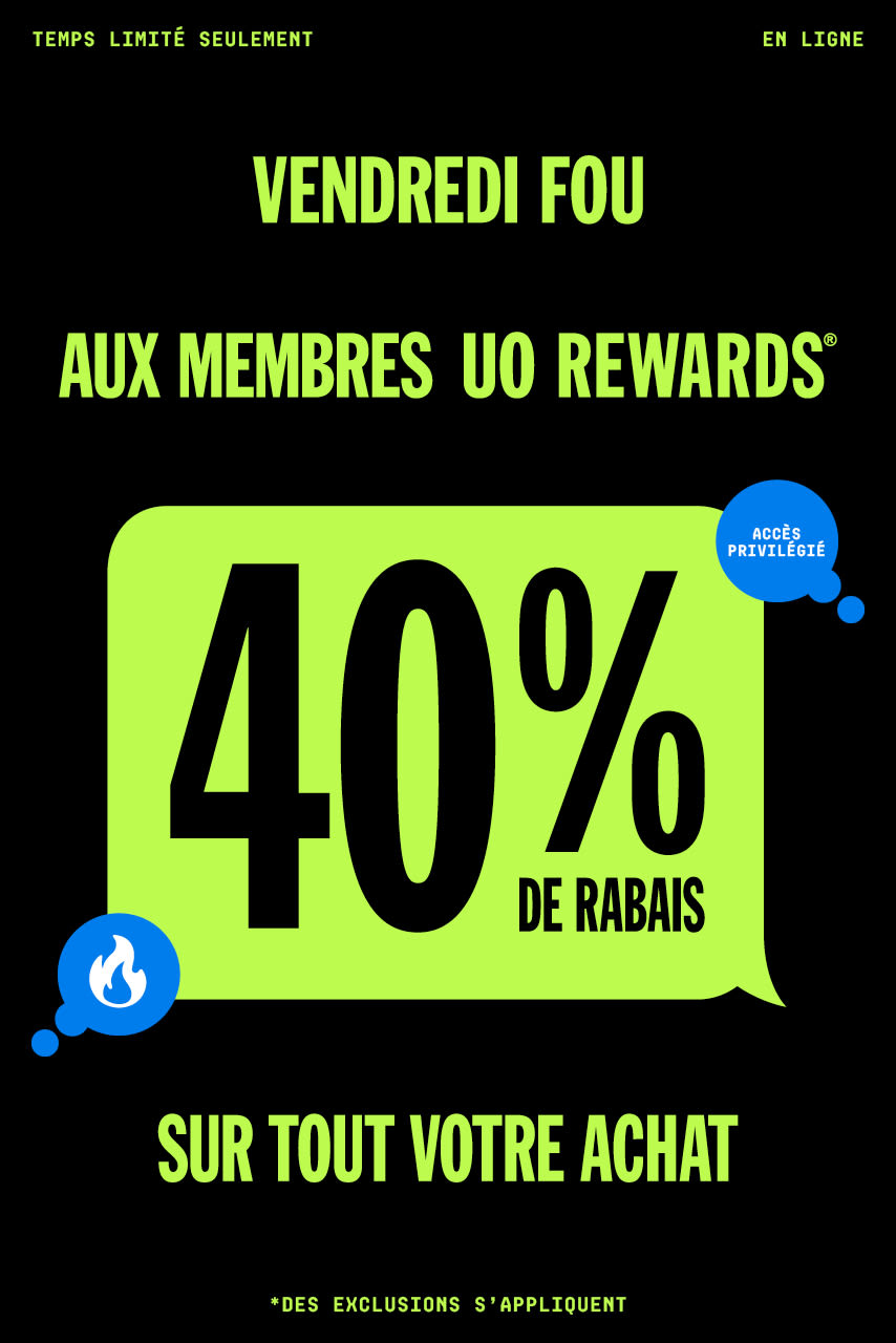 UO Rewards Members get 40% off their entire purchase Limited Time Only