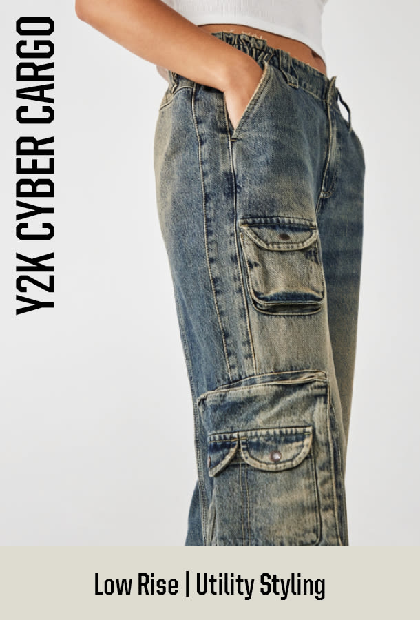 BDG Black Tinted Cyber Y2K Cargo Jeans