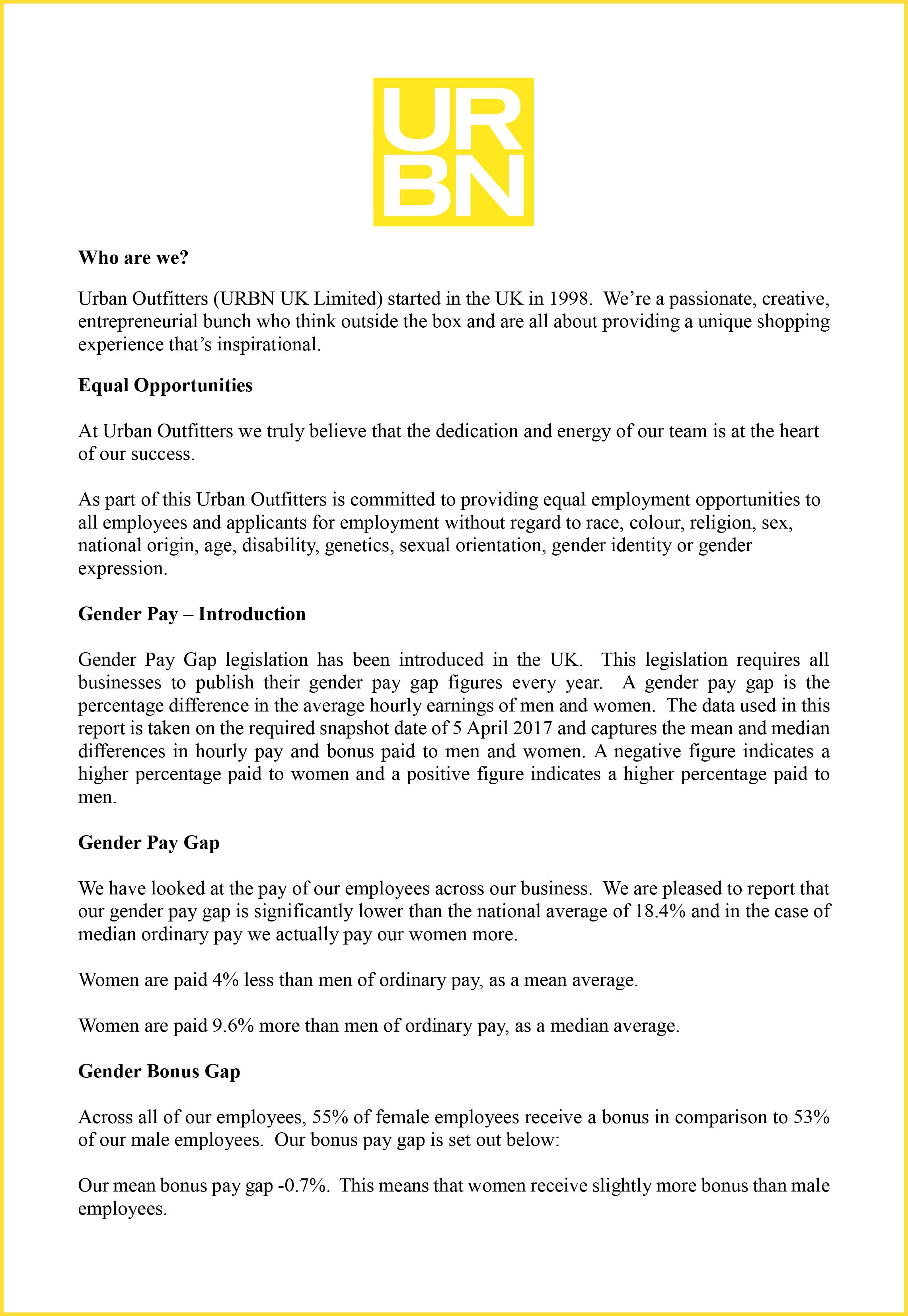 Gender Pay Reporting Statement