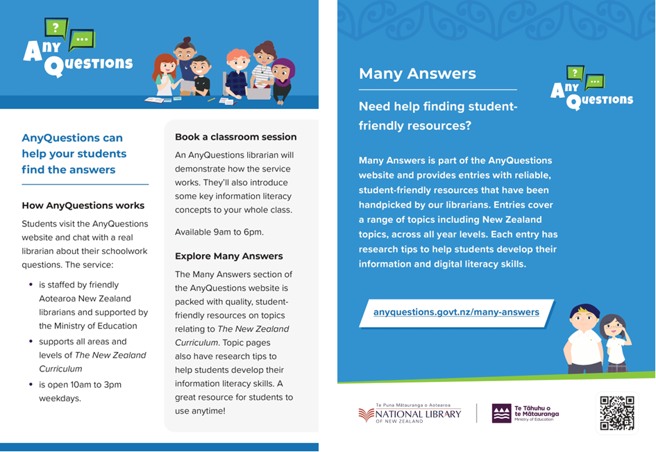 Colour images of 2 different AnyQuestions flyers