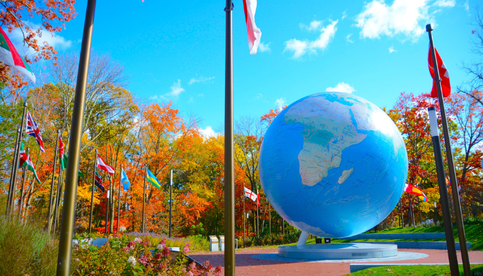 Image: The Babson World Globe (https://commons.wikimedia.org/wiki/File:The_Babson_World_Globe.jpg) by Bryan.Lipiner on Wikimedia Commons. CC BY-SA 4.0 (https://creativecommons.org/licenses/by-sa/4.0/deed.en). Image cropped.
