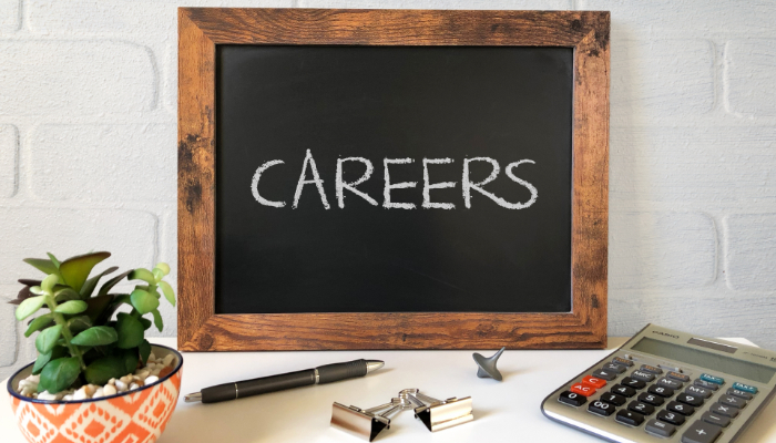 Image: Careers blackboard (https://commons.wikimedia.org/wiki/File:Careers_blackboard.jpg) by GotCredit on Wikimedia Commons. CC BY 2.0 (https://creativecommons.org/licenses/by/2.0/deed.en). Image cropped.
