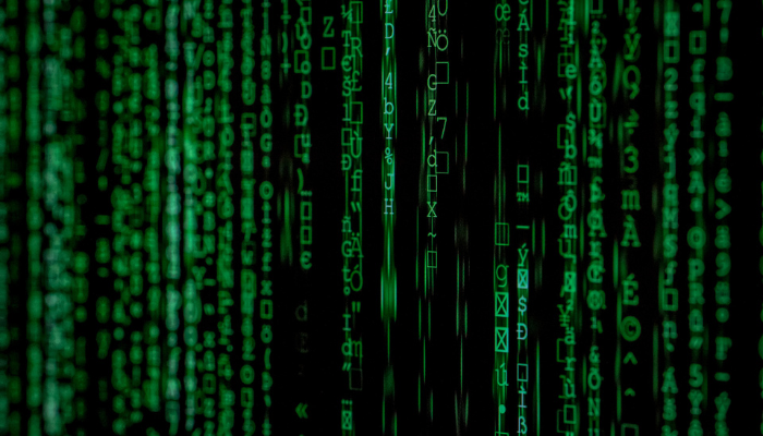 Image: Binary damage code (28227210988) (https://commons.wikimedia.org/wiki/File:Binary_damage_code_(28227210988).jpg) by  Markus Spiske on Wikimedia Commons. CC0 1.0 (https://creativecommons.org/publicdomain/zero/1.0/deed.en). Image cropped.

