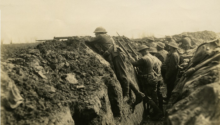 Image: New Zealand soldiers in the front line on the Somme, La Signy Farm, France (https://www.flickr.com/photos/archivesnz/13975514774/in/album-72157645771697559/) by Henry Armytage Sanders on Flickr.
