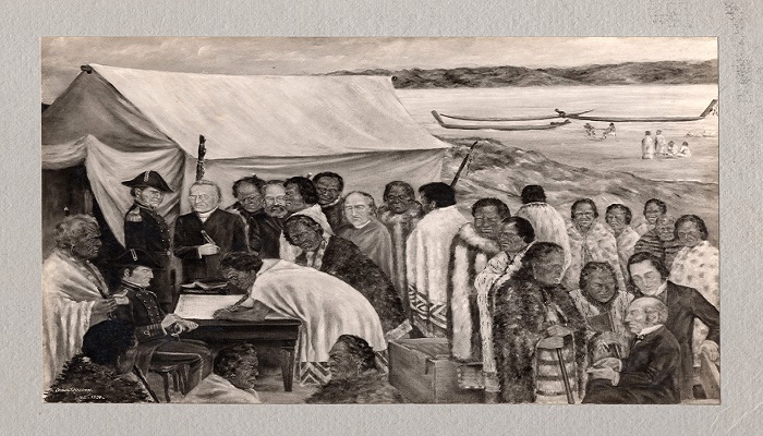 Image: The Signing of the Treaty of Waitangi (https://teara.govt.nz/en) by Ōriwa Haddon from Archives New Zealand on Flickr.