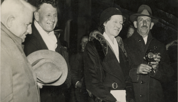 Image: Mrs Elizabeth McCombs during election night broadcast (https://www.canterburystories.nz/collections/star/prints/1900-1939/ccl-cs-4279) from Christchurch Star archive. Collection: Christchurch City Libraries. Ref: CCL-DW-8535. No known copyright (https://www.canterburystories.nz/licences/761). Image cropped.
