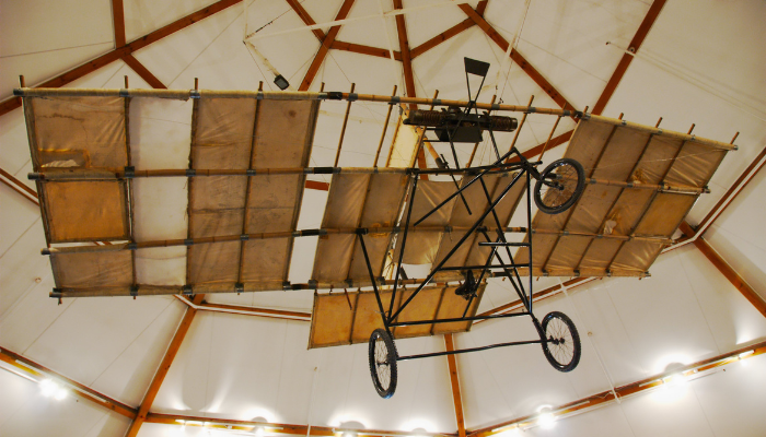 Photo of a replica of Richard Pearse's aeroplane at the South Canterbury Museum, Timaru.