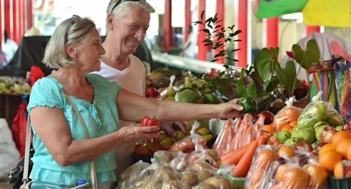 Older couple at a market
