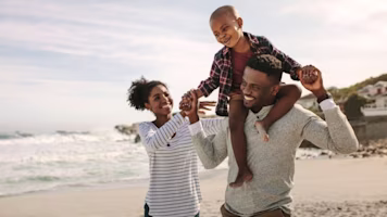 Family on beach