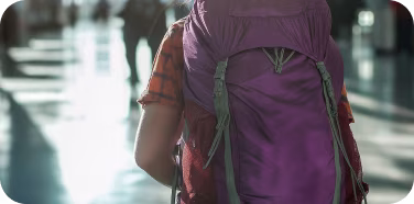 Backpacker with purple bag