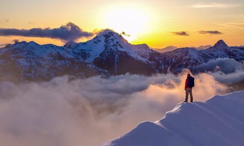 Man hiking on mountain top