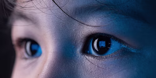 child eye looking at screen