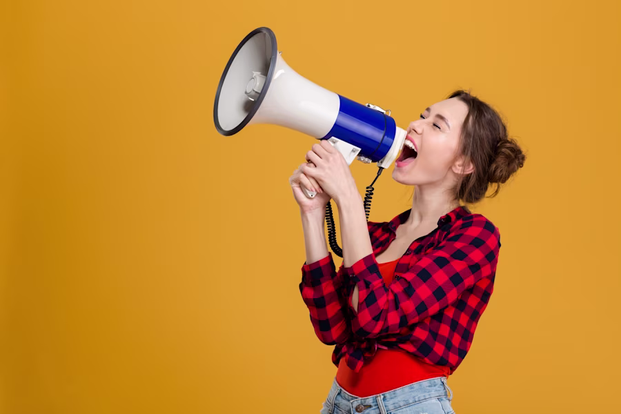 Woman with megaphone