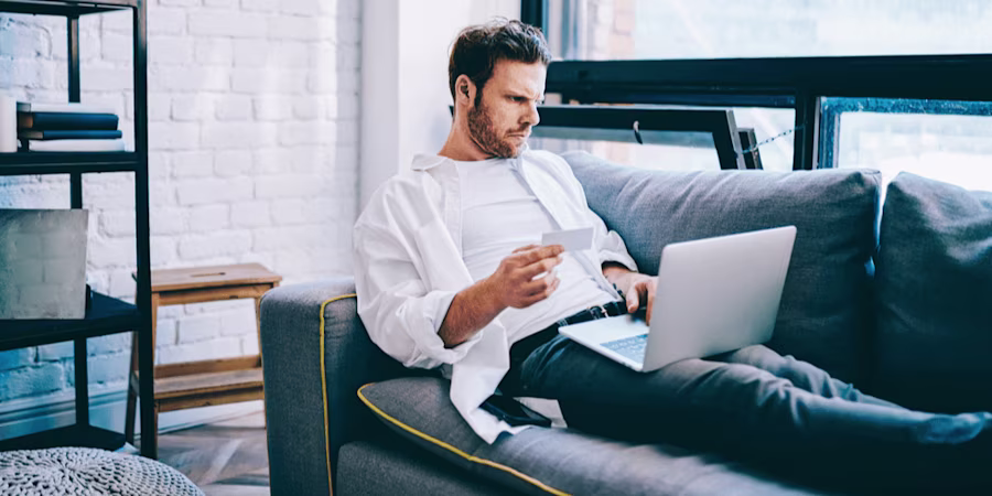 Man making credit card payment