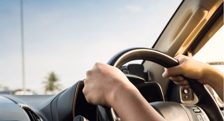Person driving car