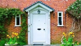 White door to a house