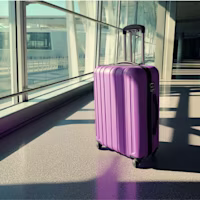 Purple suitcase in airport