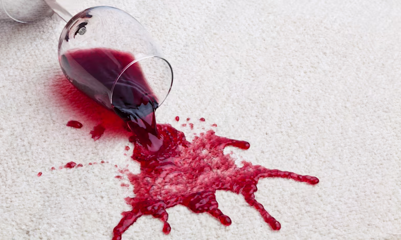 Wine spilt on carpet