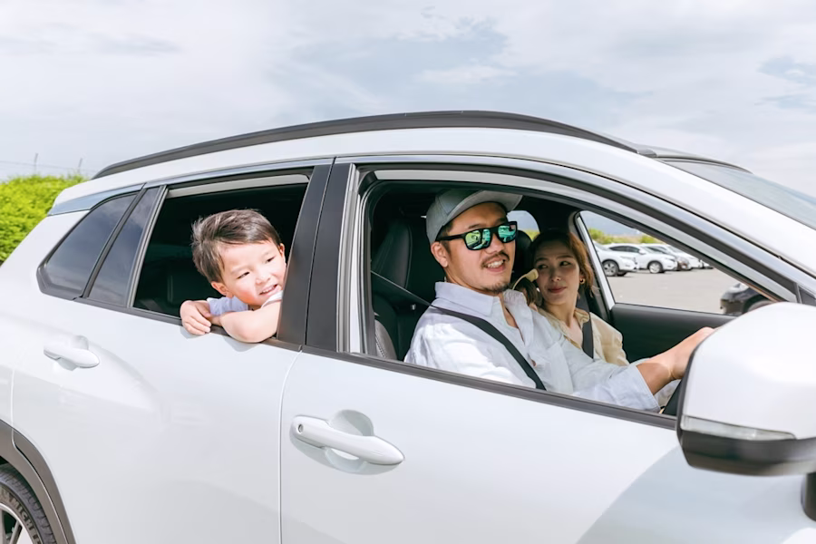 Family in car