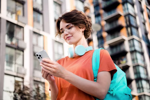Woman holding an iPhone
